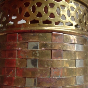 Brass Copper Basket, Steel Weave Basket with Braided Handle image 4