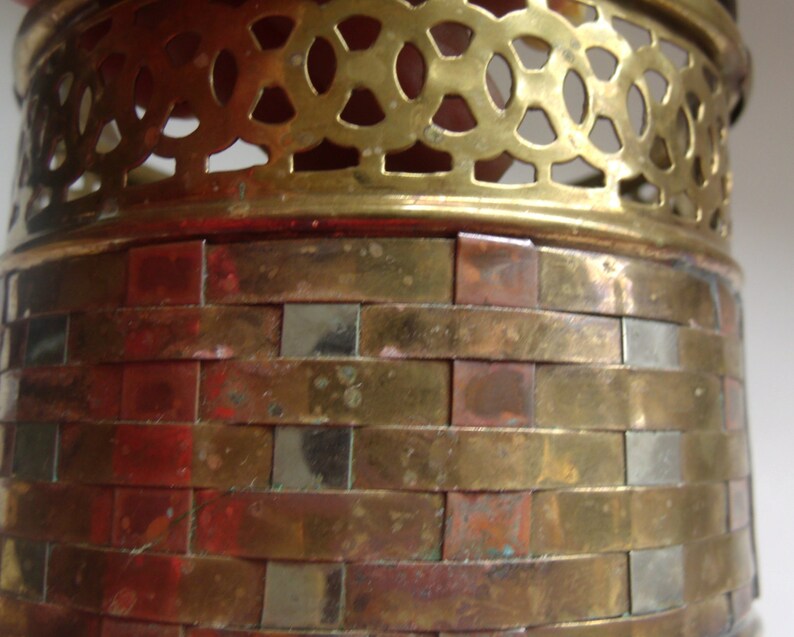 Brass Copper Basket, Steel Weave Basket with Braided Handle image 4