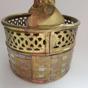 Brass Copper Basket, Steel Weave Basket with Braided Handle image 3