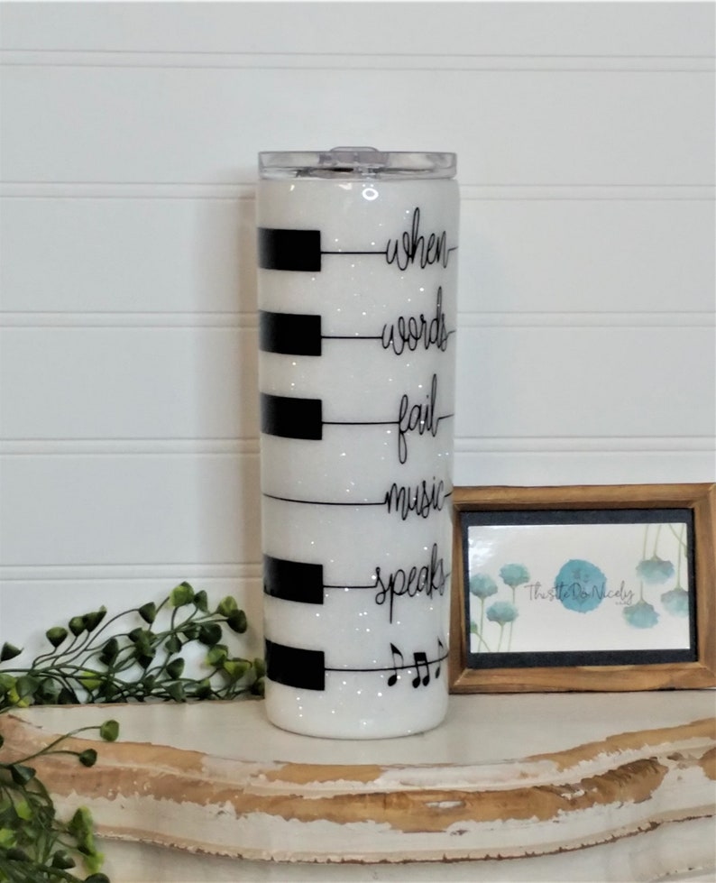 Music Themed Glitter Tumbler When Words Fail Music Speaks | Etsy