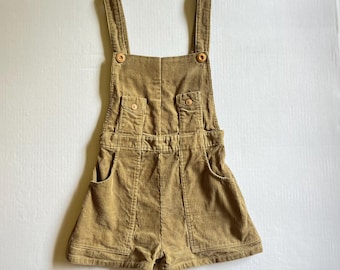 Vintage Tan Corduroy Shortalls, Size 14-16