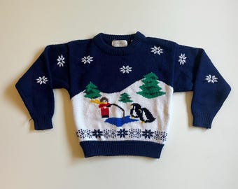 Vintage Kids Holiday Sweater, Size 5-6