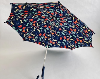 Vintage Blue Children's Umbrella with Cats
