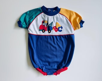 Vintage Healthtex Colorblock ABC Romper, Size 12 Months