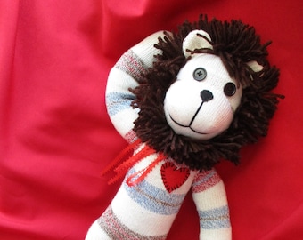 Sock Monkey Lion 20" White Striped Limited Edition