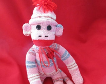 Sock Monkey Doll Classic 20" Pink Striped Limitted Edition