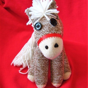 Sock Monkey Horse Pony White Maned Blue Pink or Brown Brown