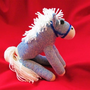 Sock Monkey Horse Pony White Maned Blue Pink or Brown image 4