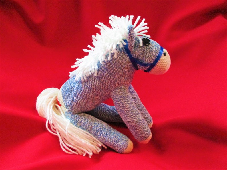 Sock Monkey Horse Pony White Maned Blue Pink or Brown image 4