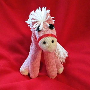 Sock Monkey Horse Pony White Maned Blue Pink or Brown Pink
