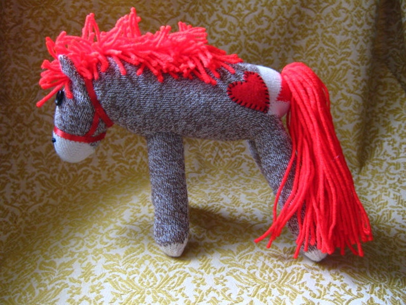 Sock Monkey Horse Pony Red Maned Brown