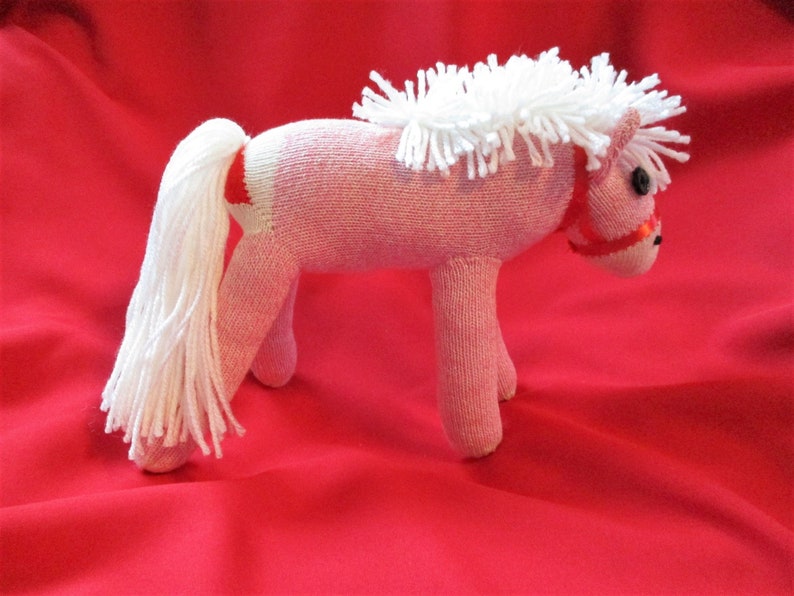 Sock Monkey Horse Pony White Maned Blue Pink or Brown image 7