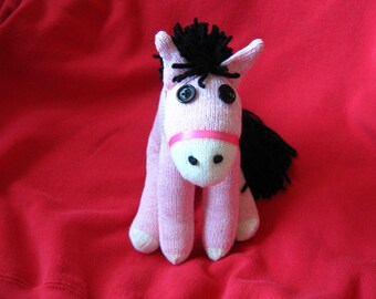 Sock Monkey Horse Pony Black Maned Pink