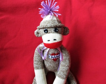Sock Monkey Personalized Customized 16 inch Gift