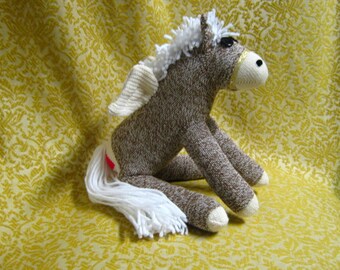 Sock Monkey Pegasus Horse Pony Pink Blue or Brown