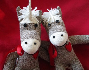 Sock Monkey Horse Pony or Unicorn Stuffed Animal Doll