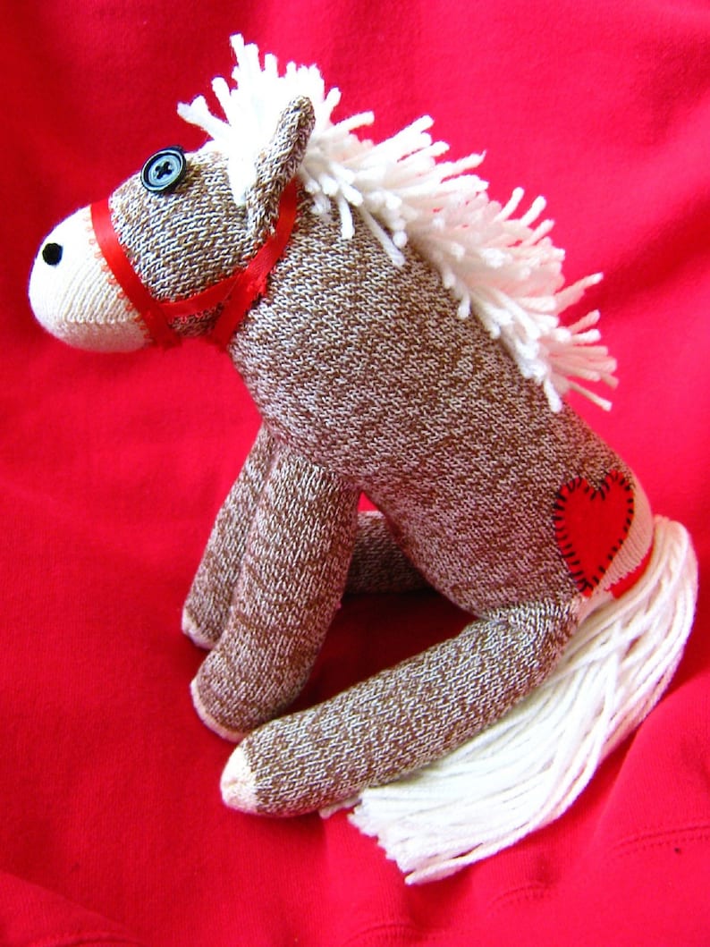 Sock Monkey Horse Pony White Maned Blue Pink or Brown image 9