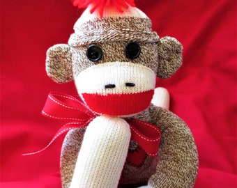 Vintage Sock Monkey Doll~ 1970's Sock Monkey Stuffed Animal