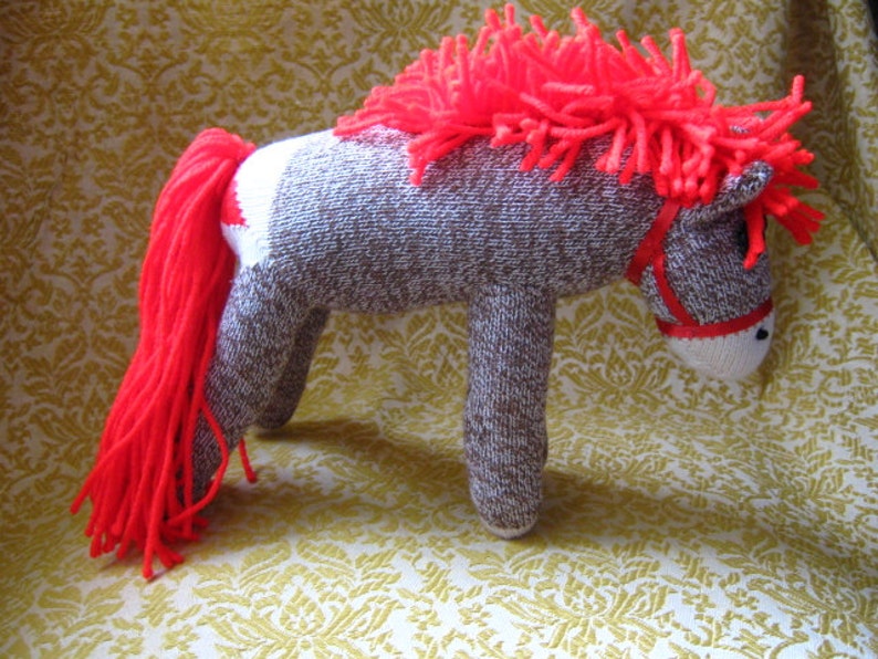 Sock Monkey Horse Pony Red Maned Brown