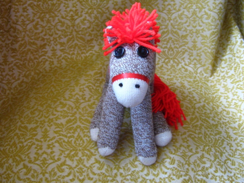 Sock Monkey Horse Pony Red Maned Brown