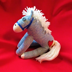 Sock Monkey Horse Pony White Maned Blue Pink or Brown image 2