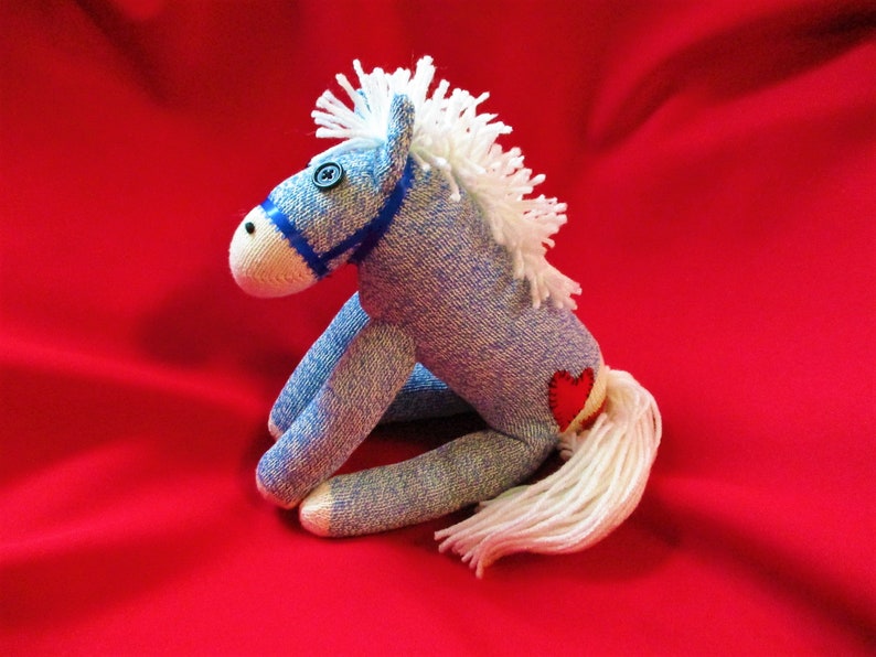 Sock Monkey Horse Pony White Maned Blue Pink or Brown image 2