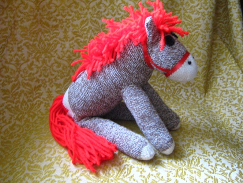 Sock Monkey Horse Pony Red Maned Brown