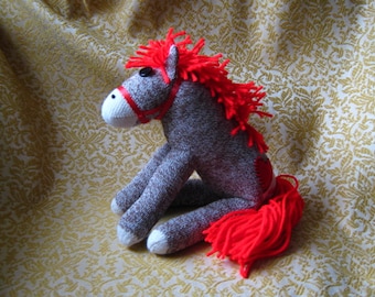 Sock Monkey Horse Pony Red Maned Brown