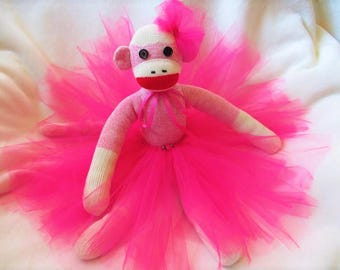 Sock Monkey Ballerina Doll in Pink Tutu
