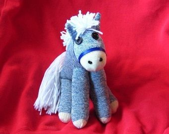 Sock Monkey Horse Pony  White Maned Blue Pink or Brown