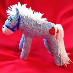 Sock Monkey Horse Pony White Maned Blue Pink or Brown image 3