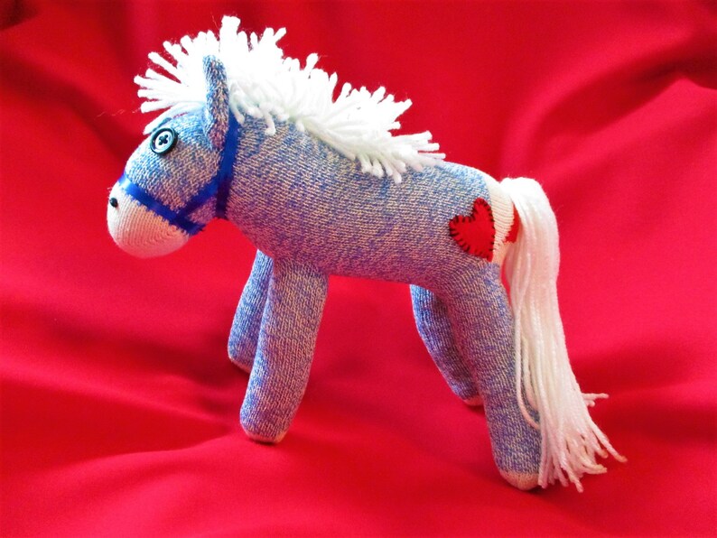Sock Monkey Horse Pony White Maned Blue Pink or Brown image 3