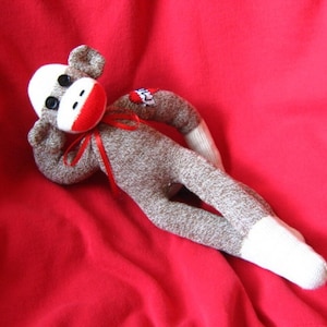 Sock Monkey 16 inch Heart Mom Tattoo