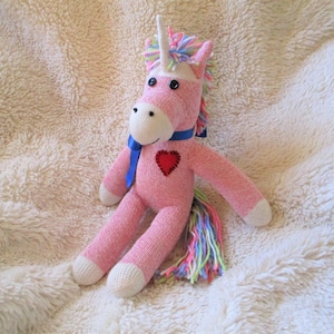 Sock Monkey Unicorn Pink with Rainbow Mane Fantasy