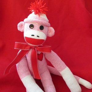Sock Monkey Doll Classic Pink 20"