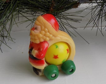 Vintage Hard Plastic Santa Toy - Vintage Santa Rolling Toy - Vintage Fun World Santa Toy - Vintage Christmas Child's Toy - Hard Plastic Toy