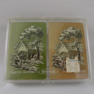Carte da gioco vintage "Millstream" - Novità nella confezione - Whitman Carte a doppio mazzo rivestite in plastica - Carte da gioco retrò - N. 8524 "Millstream"