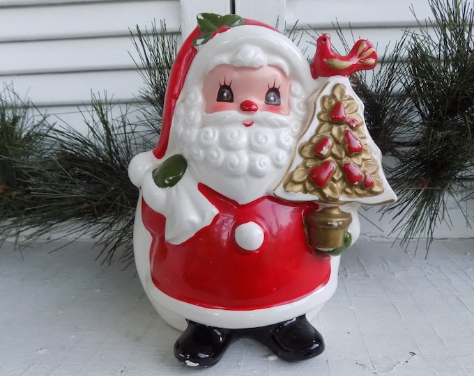 Vintage Santa Punch Bowl Set With 6 Santa Mugs Vintage Santa Face Mugs