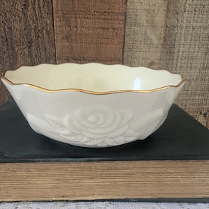 Lenox Rose Blossom Bowl - Original Certificate of Authenticity - Fine China - 24K Gold Trim - Gift Box Ready - Elegant Vintage Decor