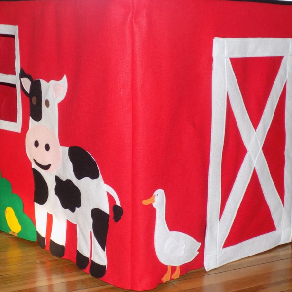 Card Table Playhouse, Play Tent, Play Fort - Red Farm Tent, Farm Animals, Barnyard / Farm Themed Birthday Party Prop