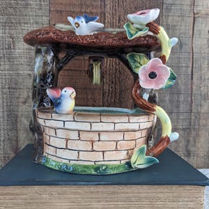 Vintage PAL MAR Well Planter: Hand-Painted Birds & Flowers, MCM Decor