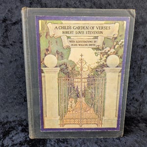 Antyk 1905 Ogród wierszy dla dzieci autorstwa Roberta Louisa Stevensona - Ilustrowany przez Jessie Willcox Smith - Zabytkowa książka poetycka - Kolekcjonerska