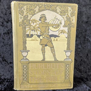 Hurlbut&#39;s Story of the Bible Self-Pronouncing - editie 1904 - antiek geïllustreerd boek - door ds. Jesse Lyman Hurlbut - antiek groen boek