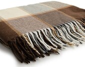 Brown Mongolian Kazakh plaid duvet cashmere wool for winter 200 x 150 cm
