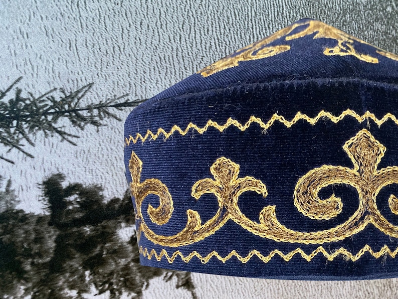 Kazakh hat Asian Kyrgyz felt wool kufi fall cap headwear | Etsy