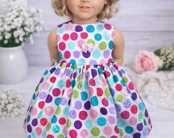 Handmade Purple Shimmer Polka Dot Doll Dress For 18 Inch American Girl Dolls
