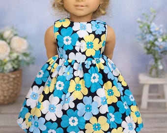 Handmade Floral Print Doll Dress: Fits American Girl 18" Dolls
