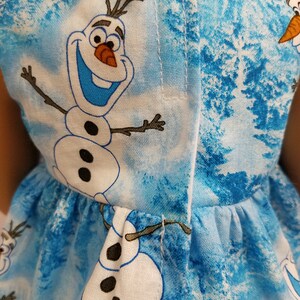 18 Inch Doll Dress: Frozen Inspired Olaf Blue Cotton Fabric, Sleeveless Design image 5