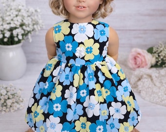 Handmade Floral Print Doll Dress: Fits American Girl 18" Dolls