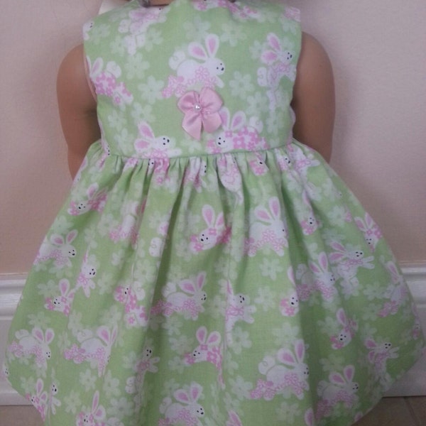 New Year Sale! 18 inch doll clothes made to fit american girl dolls, green bunny print dress